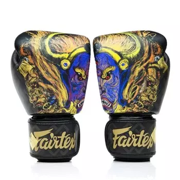 Боксерские перчатки Fairtex Yamantaka - Limited Edition, 16 oz., с деревянной подставкой