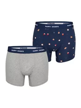 Боксерские шорты Happy Shorts XMAS, цвет marine blue/mottled grey