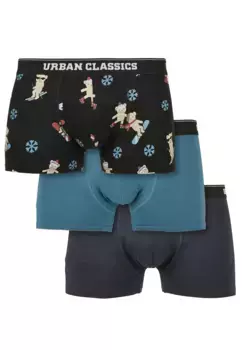 Боксерские шорты URBAN CLASSICS " Urban Classics Men's Organic X-Mas Boxer Shorts, 3-Pack" (1 шт.), цвет Teddy Aopj Asper Navy