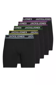 Боксеры 20885 с логотипом на поясе - 5 пар Jack & Jones, черный