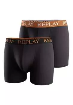 Боксеры 2 пары - трусы из хлопка стрейч Replay, мультиколор