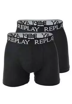 Боксеры 2 пары - трусы из хлопка стрейч Replay, черный