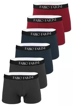 Боксеры 6ER PACK RETROSHORTS STRETCH ATMUNGSAKTIV Fabio Farini, темно-красный