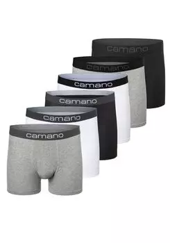 Боксеры camano Boxershorts Unterhosen Herren elastischer Gummibund ohne Einschneiden Baumwolle Stretch hautfreundlich Atmungsaktiv 6 шт, цвет schwarz grau wei