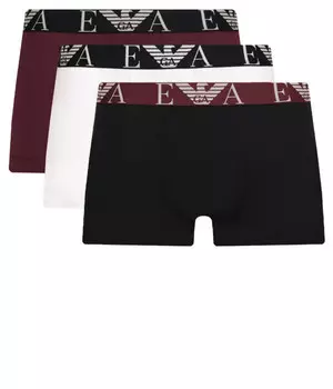Боксеры Emporio Armani с логотипом 3 шт, бургундия/черный/белый