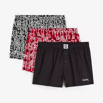 Боксеры H&amp;M Keith Haring 3-pack Woven Cotton, мультиколор
