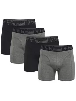 Боксеры Hummel 4er Pack elastischer Bund Jersey Stoff, цвет schwarz-dunkelgrau