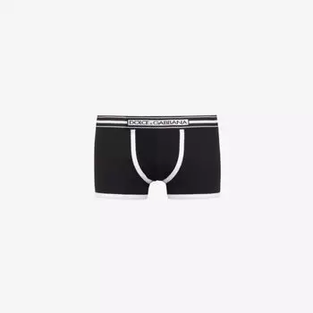 Боксеры из эластичного хлопка с фирменным поясом Dolce & Gabbana, черный