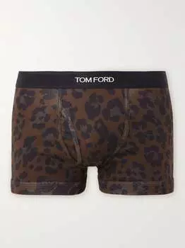 Боксеры из эластичного хлопка с леопардовым принтом TOM FORD, коричневый