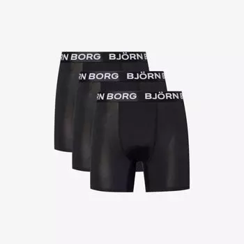Боксеры из эластичного переработанного полиэстера с фирменным поясом Bjorn Borg, черный