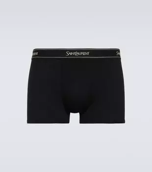 Боксеры из хлопкового джерси с логотипом Saint Laurent, черный