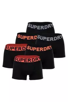 Боксеры из органического хлопка с логотипом - 6 пар Superdry, черный