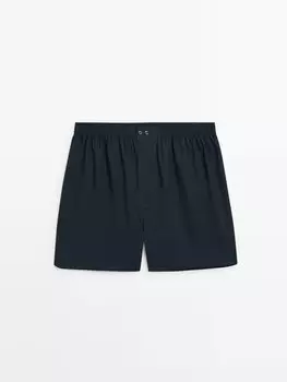 Боксеры из поплина темно-синего цвета Massimo Dutti, синий