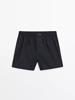 Боксеры из поплина в клетку темно-синего цвета Massimo Dutti, синий