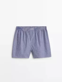 Боксеры из поплина в мелкую клетку Massimo Dutti, синий