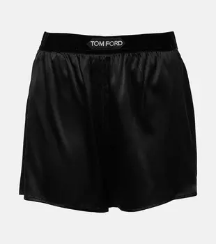 Боксеры из шелкового смесового атласа с логотипом Tom Ford, черный