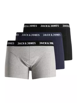 Боксеры Jack & Jones 3-er Stck Pack Boxershorts Set JACANTHONY, цвет Schwarz-Navy-Grau