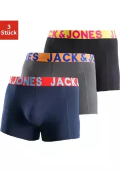 Боксеры Jack & Jones "JACCRAZY SOLID" (3 шт. в упаковке) с модным ярким тканым поясом, синий