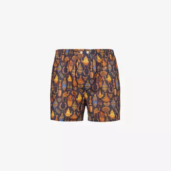 Боксеры Ledbury из хлопкового поплина с графическим принтом Derek Rose, темно-синий