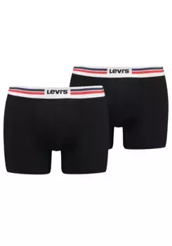 Боксеры Levi's (2 шт. в упаковке), с широким поясом с логотипом, черный