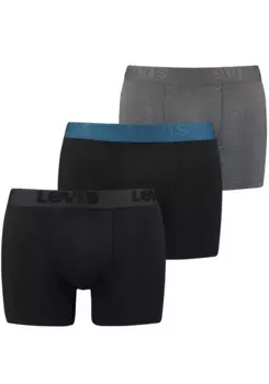 Боксеры Levi's (3 шт. в упаковке) с широким поясом с логотипом, черный