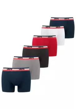 Боксеры Levi's (6 шт. в упаковке), с широким поясом с логотипом, синий