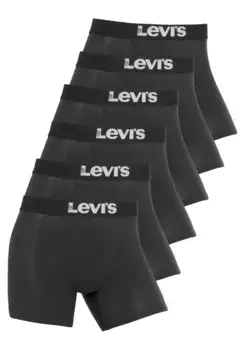 Боксеры Levi's "Levis Men Solid Basic Boxer Pack of 6" (6 шт. в упаковке), с широким поясом с логотипом, черный