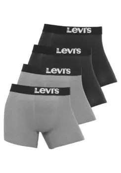 Боксеры Levi's "Men Solid Logo Boxer 4-Pack" (упаковка, 4 шт.), с широким поясом с логотипом, черный