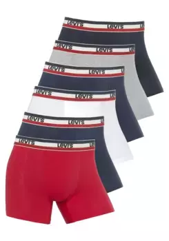 Боксеры Levi's "Men Sportswear Logo Boxer" (6 шт. в упаковке), с поясом с логотипом, цвет Bunt