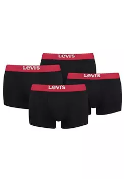 Боксеры Levis Boxershorts LEVIS MEN SOLID BASIC TRUNK ORGANIC CO 4 шт, цвет Black/Red