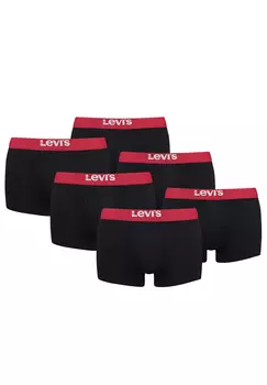 Боксеры Levis Boxershorts LEVIS MEN SOLID BASIC TRUNK ORGANIC CO 6 шт, цвет Black/Red