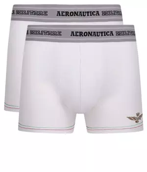 Боксеры мужские Aeronautica Militare с логотипом бренда 2 шт, белый