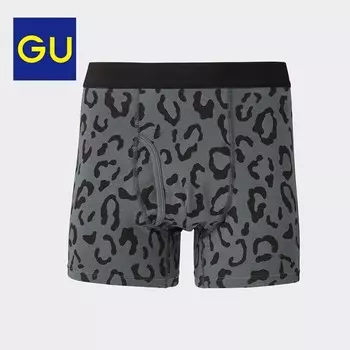 Боксеры мужские GU с леопардовым принтом, оливковый