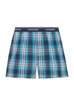 Боксеры, мужские шорты с логотипом на поясе Manguun, цвет Check Blau