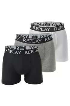 Боксеры на резинке на талии – 3 пары Replay, черный