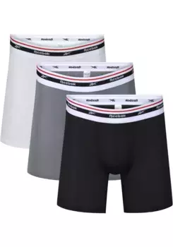 Боксеры Reebok "Мужские спортивные шорты RBK Med FINLO" (3 шт. в упаковке), с эластичным поясом с логотипом, белый