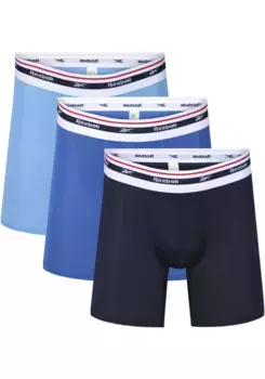 Боксеры Reebok "Мужские спортивные шорты RBK Med FINLO" (3 шт. в упаковке), с эластичным поясом с логотипом, цвет Blautne