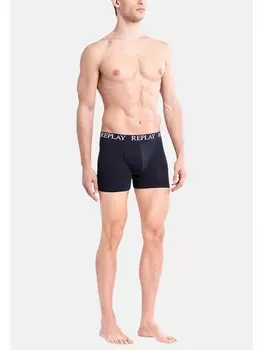 Боксеры Replay Trunk Style 01/C Basic Cuff Logo im 3er Pack, цвет black grey blue