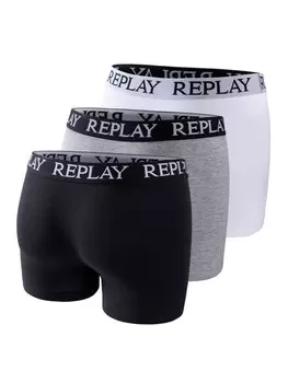 Боксеры Replay Trunk Style 01/C Basic Cuff Logo im 3er Pack, цвет black grey white