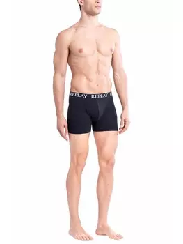 Боксеры Replay Trunk Style 01/C Basic Cuff Logo im 2er Pack, черный