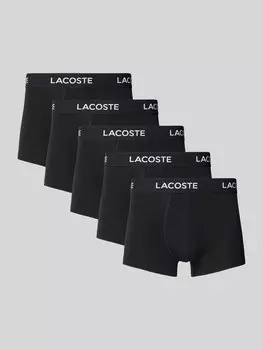 Боксеры с эластичным поясом и логотипом в упаковке 5 шт Lacoste, черный