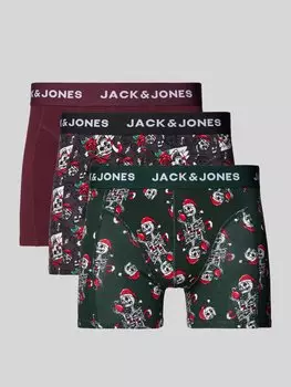 Боксеры с эластичным поясом и логотипом в упаковке 3 шт Jack & Jones, темно-зеленый