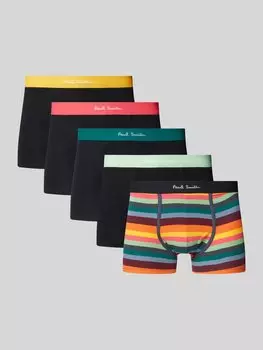 Боксеры с эластичным поясом и логотипом в упаковке 5 шт PAUL SMITH, черный