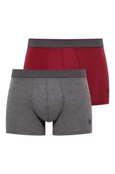 Боксеры с хлопком, 2 пары U S Polo Assn , бургундия