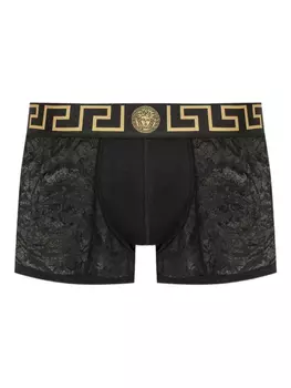 Боксеры с кружевом и поясом Grecca Versace, черный