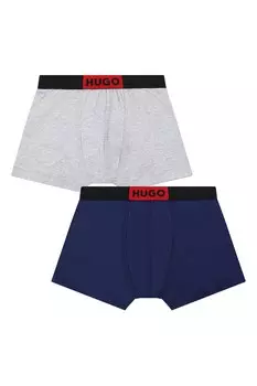 Боксеры с логотипом, 2 пары Hugo, серый