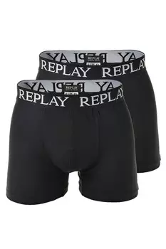 Боксеры с логотипом - 2 пары Replay, черный