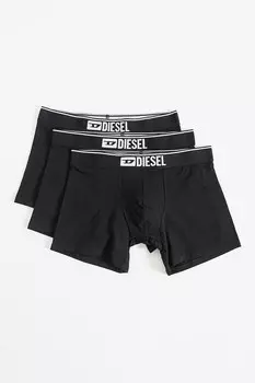 Боксеры с логотипом - 3 пары Diesel, черный