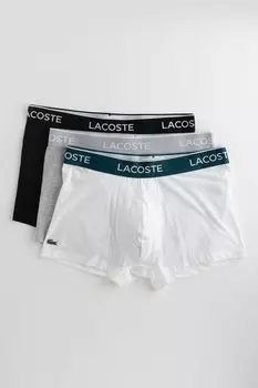 Боксеры с логотипом - 3 пары Lacoste, черный