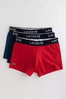Боксеры с логотипом - 3 пары Lacoste, красный